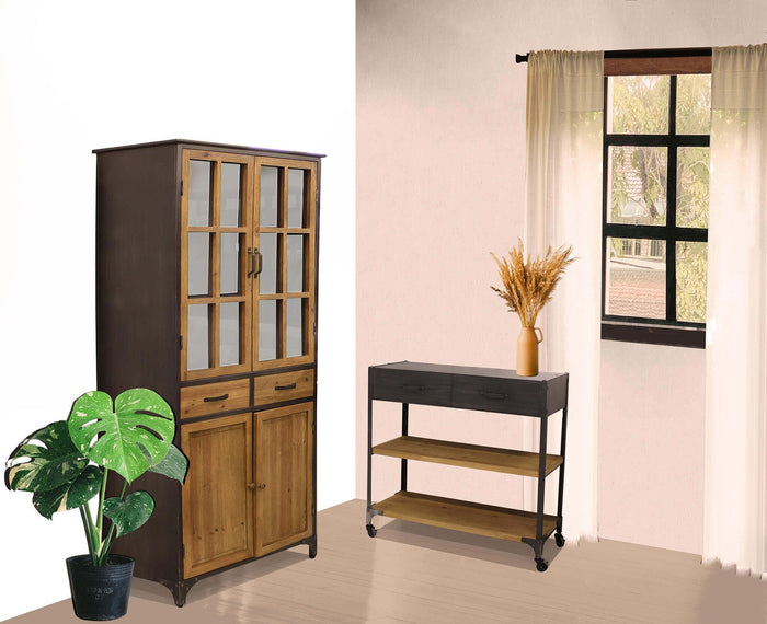 Credenza Industrial in Acciaio Legno cm 78 5x41 5x175 - BALDWIN