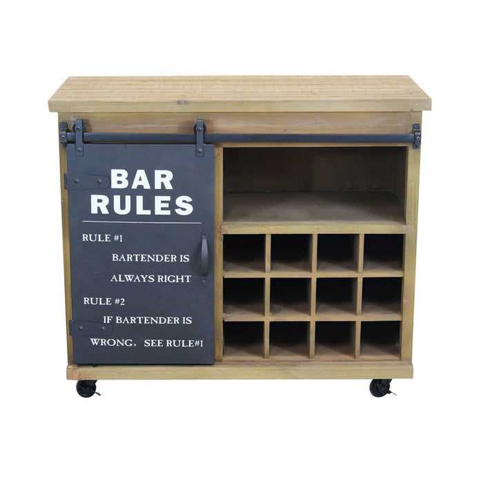 Madia Industrial con Portabottiglie in Acciaio Legno cm 88x41x74 5 - REED