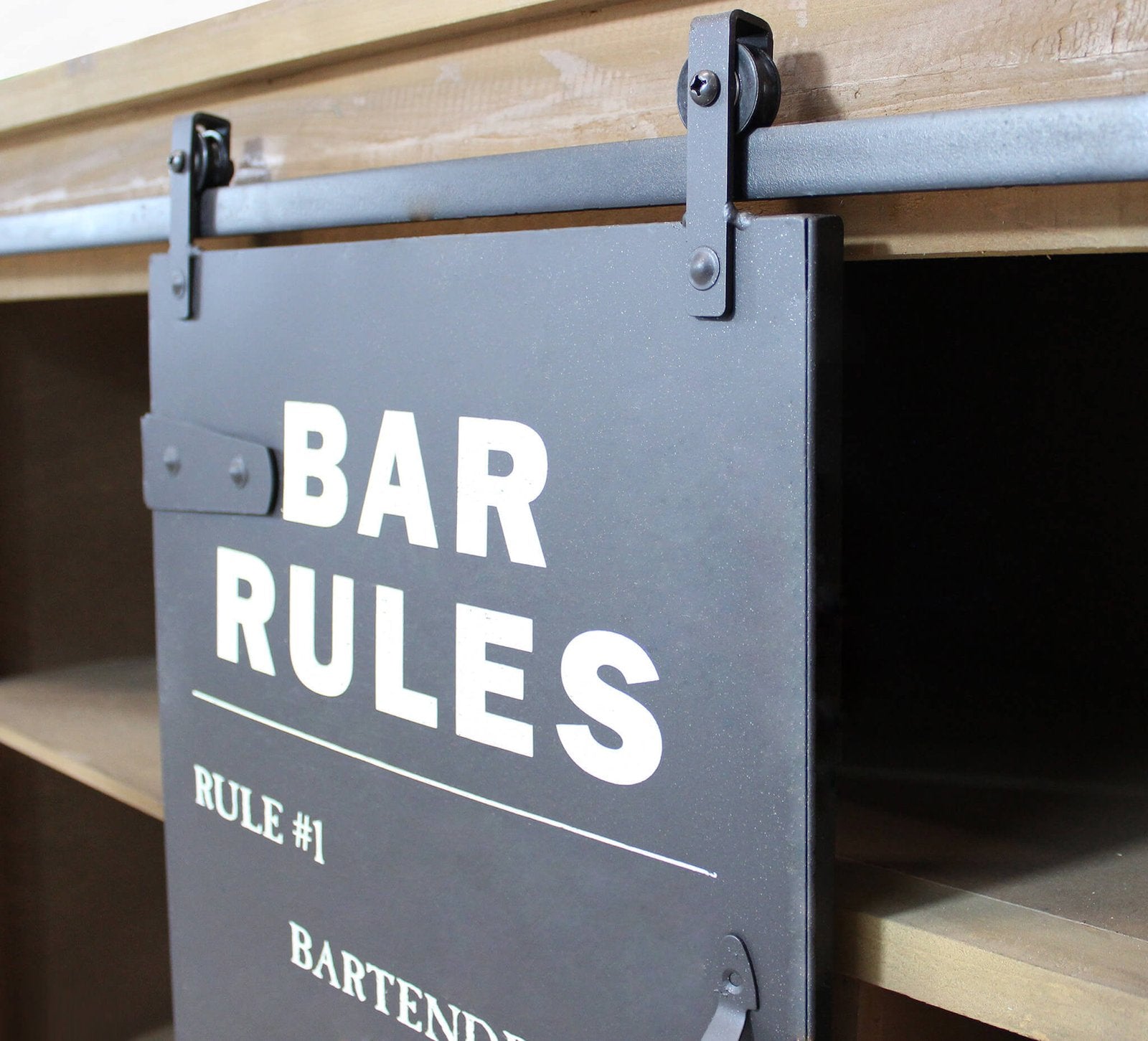 Madia Industrial con Portabottiglie in Acciaio Legno cm 88x41x74 5 - REED