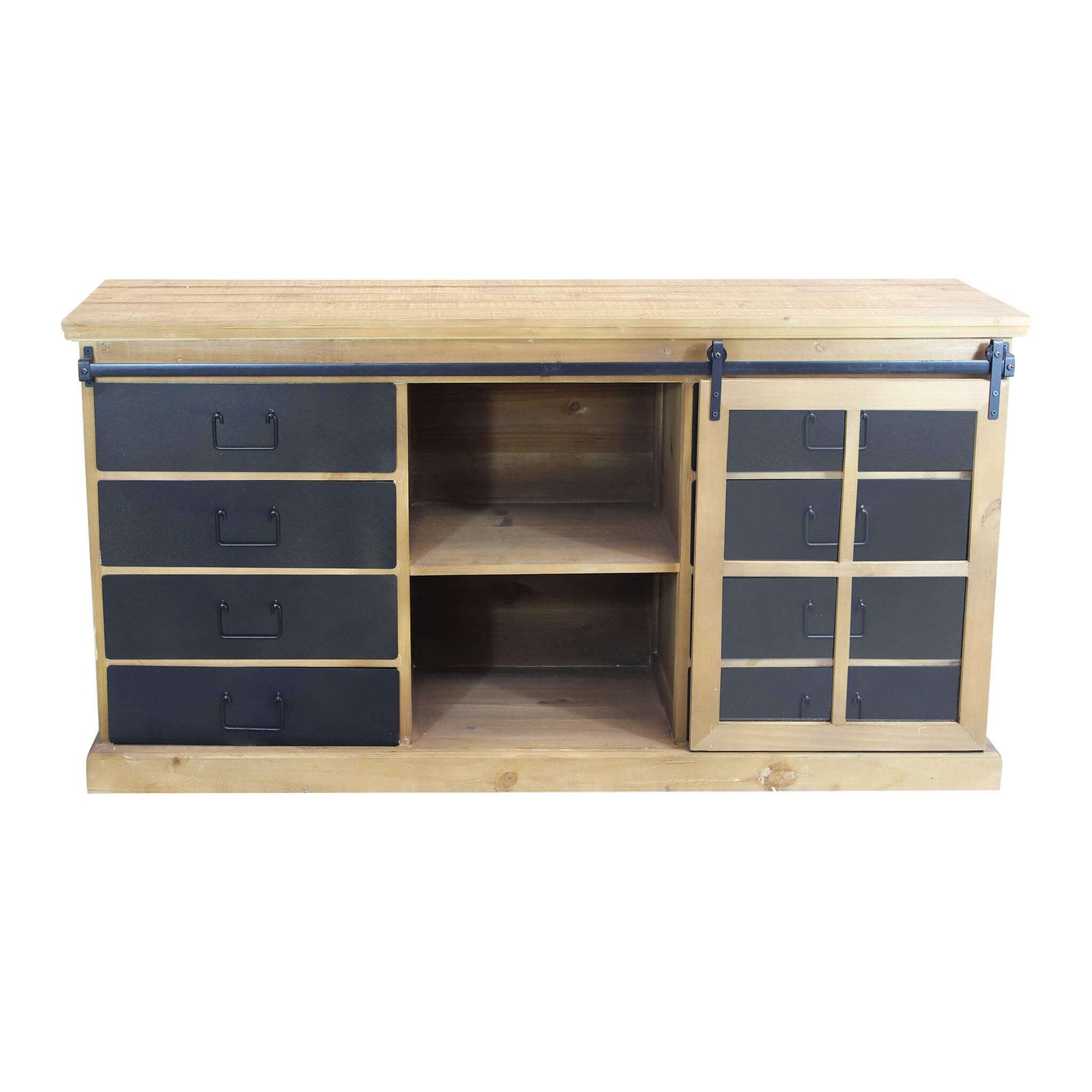 Madia Industrial in Acciaio Legno cm 147x42 3x75 - JERRARD