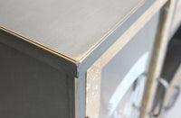 Madia Industrial con portabottiglie in Acciaio Legno cm 124x39 5x80 - GRENVILLE