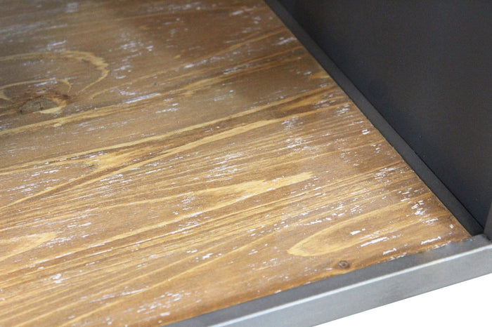 Madia Industrial con portabottiglie in Acciaio Legno cm 124x39 5x80 - GRENVILLE