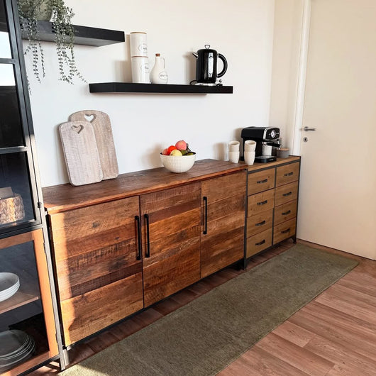 Madia Moderna con Tre Ante in Legno Metallo cm 150x40x86 - DARWIN