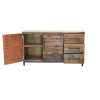 Madia con due ante e tre cassetti in Legno Metallo cm 150x40x86 - DARWIN