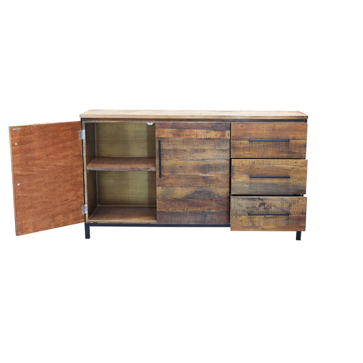 Madia con due ante e tre cassetti in Legno Metallo cm 150x40x86 - DARWIN