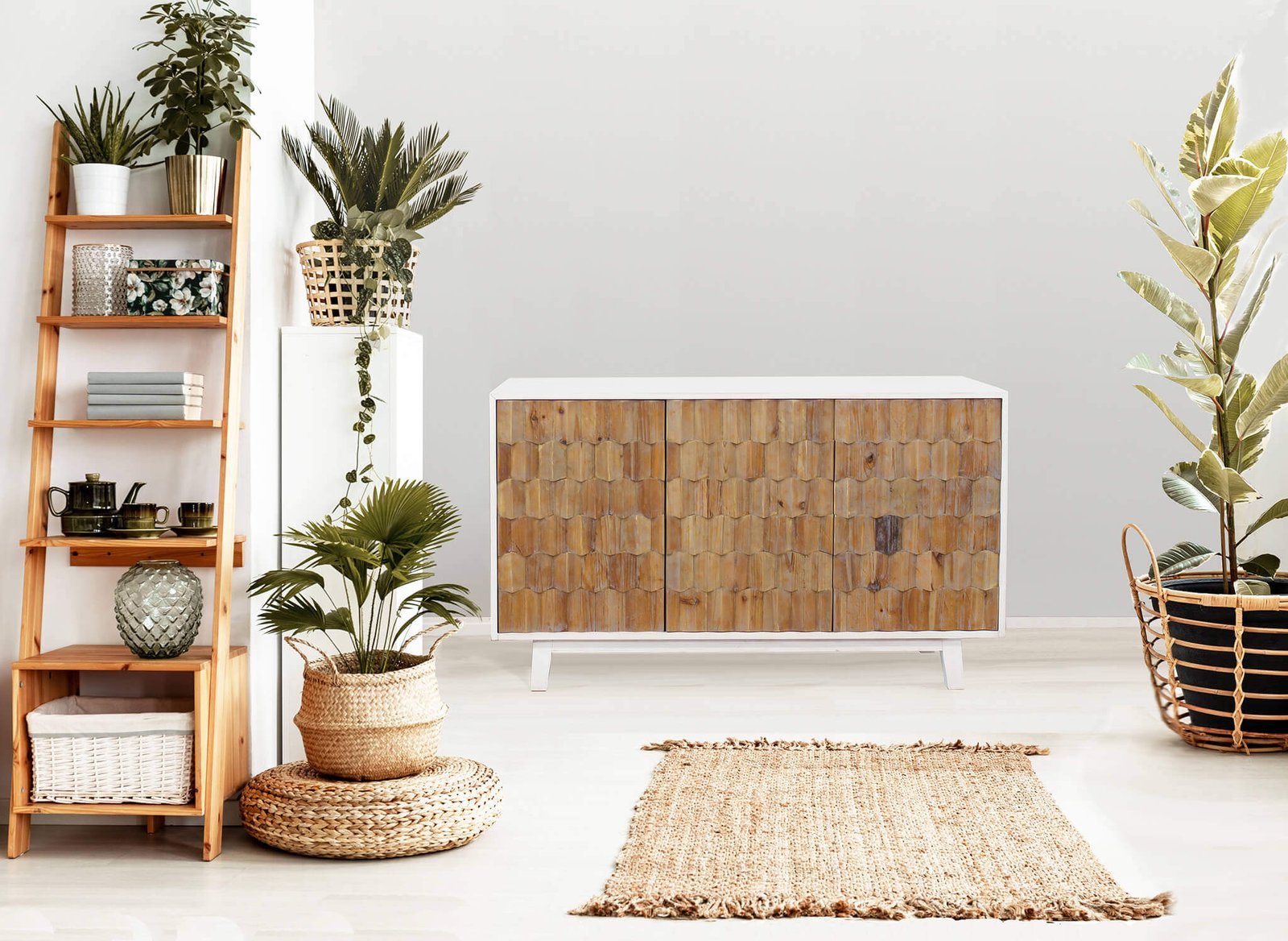 Madia a tre ante con decoro in Legno cm 135x45x80 - JAY