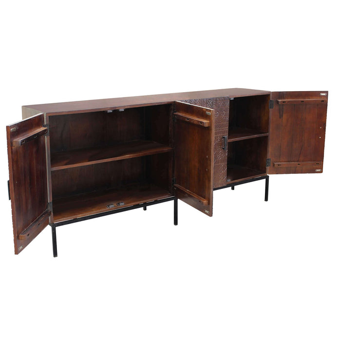 Madia con decoro 4 ante in Legno Metallo cm 180x40x85 - BRODY