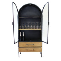 Vetrina Industrial con due cassetti in Acciaio Legno cm 180x64x82 - HAND