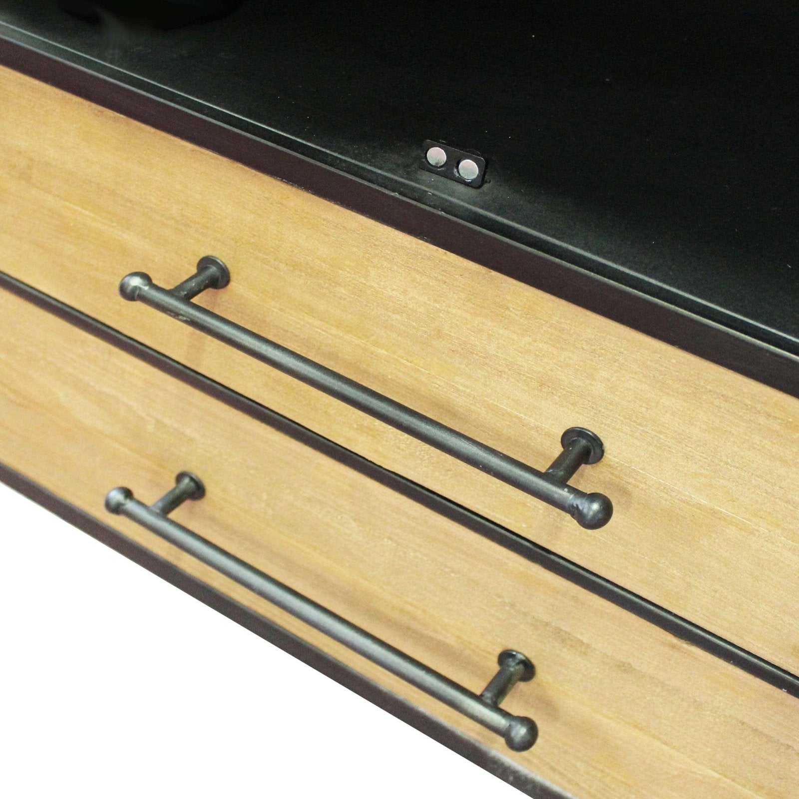 Vetrina Industrial con due cassetti in Acciaio Legno cm 180x64x82 - HAND