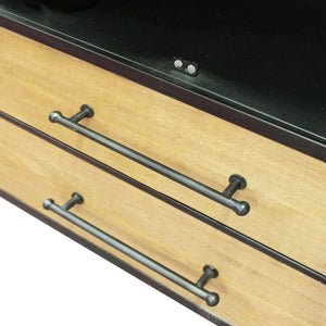 Vetrina Industrial con due cassetti in Acciaio Legno cm 180x64x82 - HAND