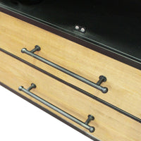 Vetrina Industrial con due cassetti in Acciaio Legno cm 180x64x82 - HAND