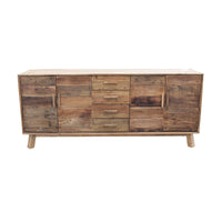 Madia con 4 ante e 4 cassetti in Pino riciclato cm 200x48x85 - PINE