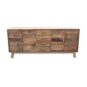 Madia con 4 ante e 4 cassetti in Pino riciclato cm 200x48x85 - PINE