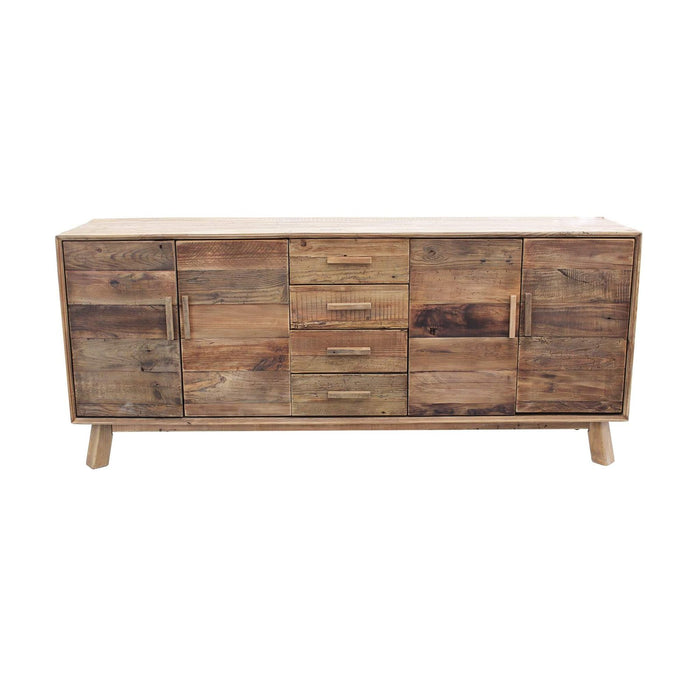 Madia con 4 ante e 4 cassetti in Pino riciclato cm 200x48x85 - PINE