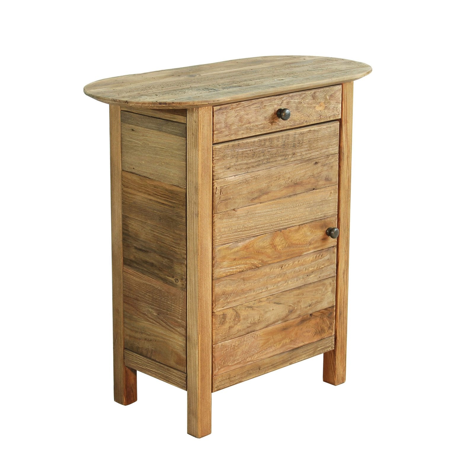 Comodino con cassettto e un anta in Pino riciclato cm 75x35x76 - PINE