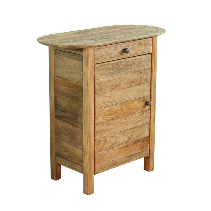 Comodino con cassettto e un anta in Pino riciclato cm 75x35x76 - PINE