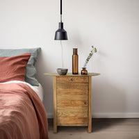 Comodino con cassettto e un anta in Pino riciclato cm 75x35x76 - PINE