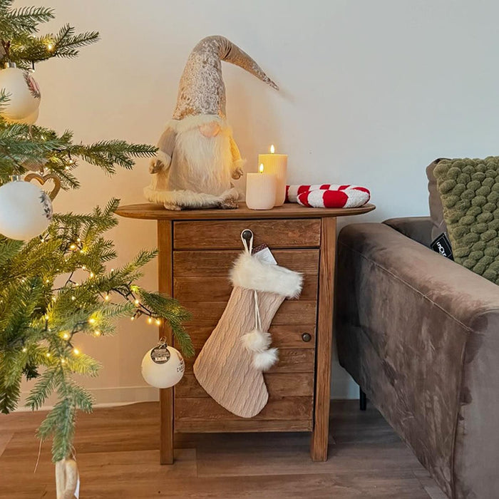 Comodino con cassettto e un anta in Pino riciclato cm 75x35x76 - PINE