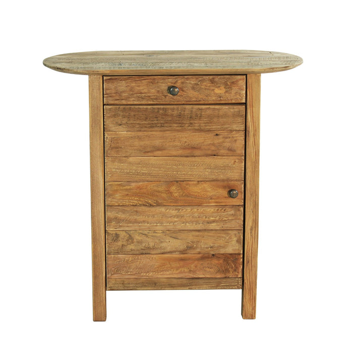 Comodino con cassettto e un anta in Pino riciclato cm 75x35x76 - PINE
