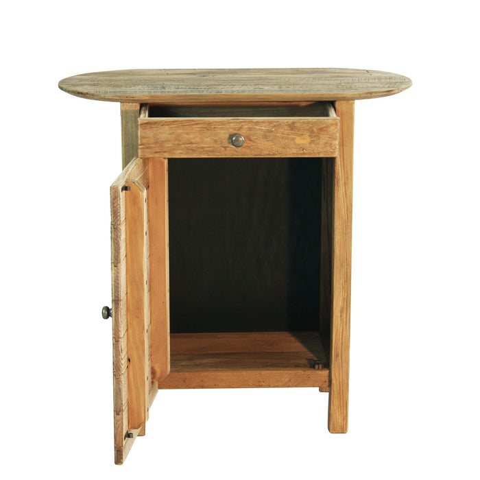 Comodino con cassettto e un anta in Pino riciclato cm 75x35x76 - PINE