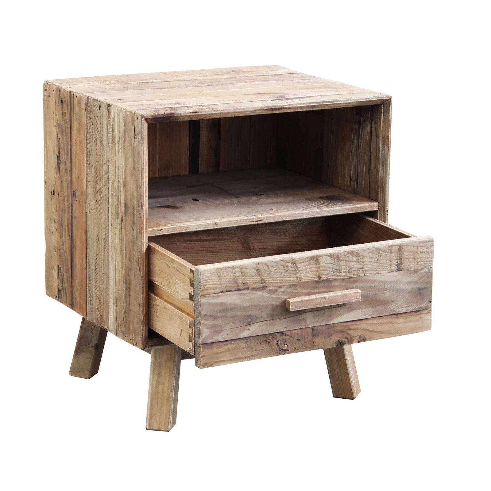 Comodino Industrial in Pino riciclato cm 55x45x62 - PINE