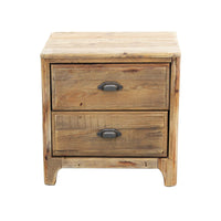 Comodino con 2 cassetti in Pino riciclato cm 55x45x55 - PINE