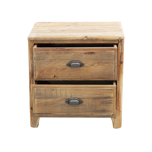 Comodino con 2 cassetti in Pino riciclato cm 55x45x55 - PINE