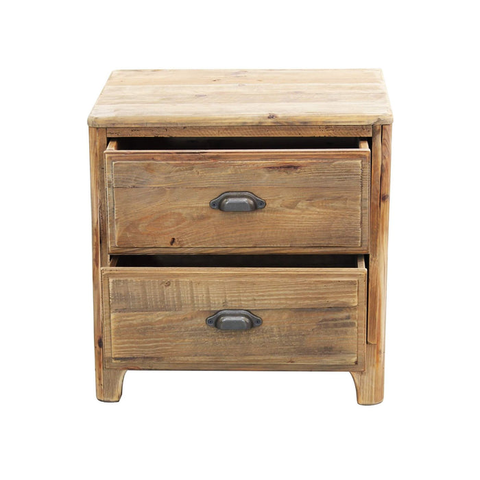 Comodino con 2 cassetti in Pino riciclato cm 55x45x55 - PINE