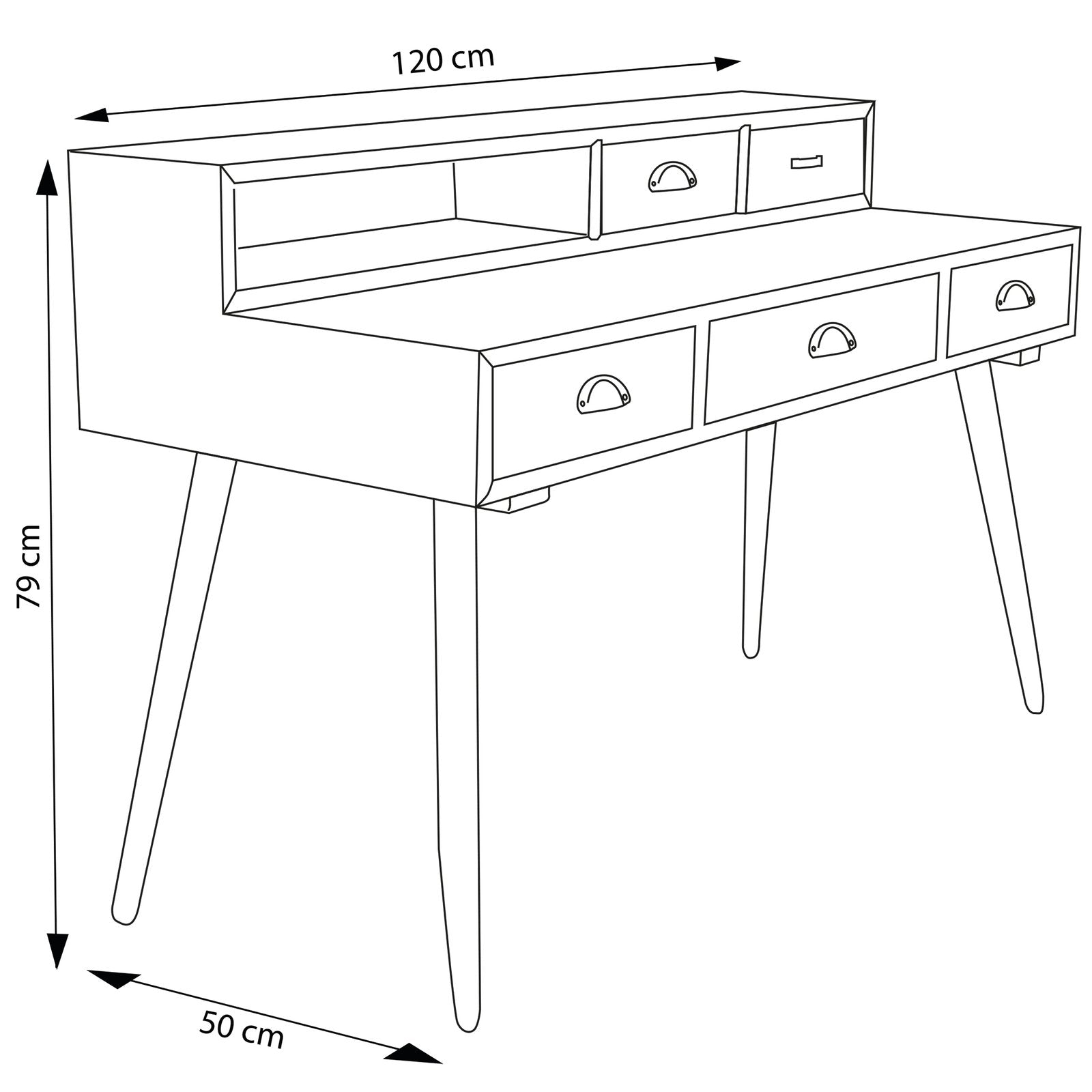 Scrivania multicolor in Legno cm 120x50x79 - WARREN