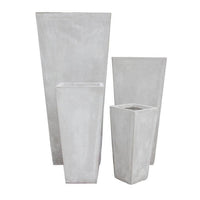 Set di 4 vasi da Giardino in Fibra di argilla cm 43x43x89 - DERRICK Colore: Beige