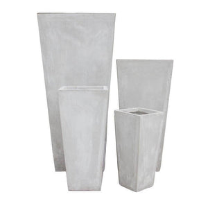 Set di 4 vasi da Giardino in Fibra di argilla cm 43x43x89 - DERRICK Colore: Beige