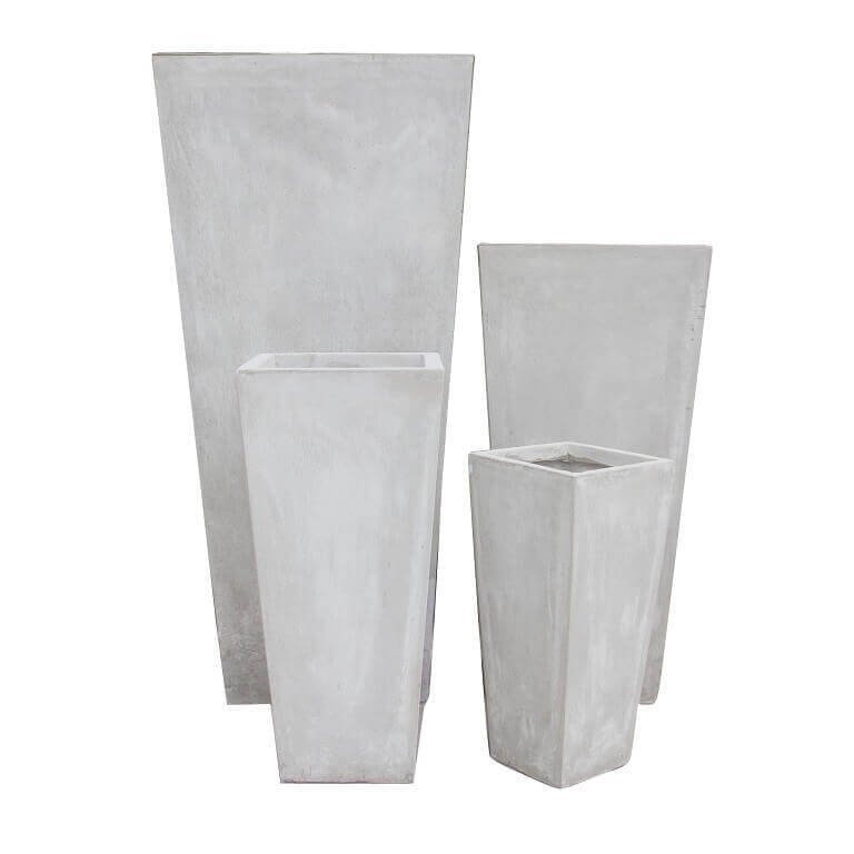 Set di 4 vasi da Giardino in Fibra di argilla cm 43x43x89 - DERRICK Colore: Beige