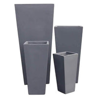 Set di 4 vasi da Giardino in Fibra di argilla cm 43x43x89 - DERRICK Colore: Grigio