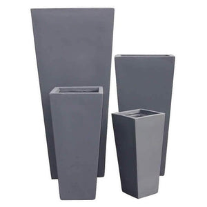 Set di 4 vasi da Giardino in Fibra di argilla cm 43x43x89 - DERRICK Colore: Grigio