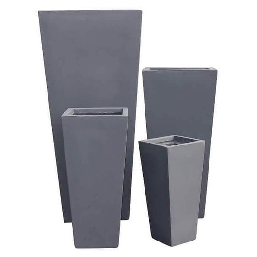 Set di 4 vasi da Giardino in Fibra di argilla cm 43x43x89 - DERRICK Colore: Grigio