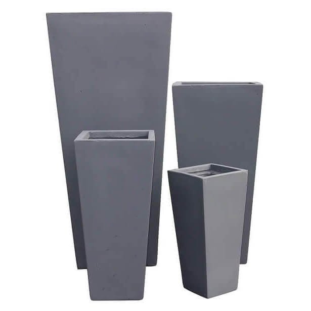Set di 4 vasi da Giardino in Fibra di argilla cm 43x43x89 - DERRICK Colore: Grigio