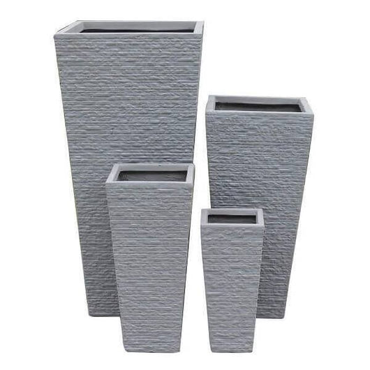 Set di 4 vasi da Giardino in Fibra di argilla cm 42x42x88 - MAXIMILIAN Colore: Grigio