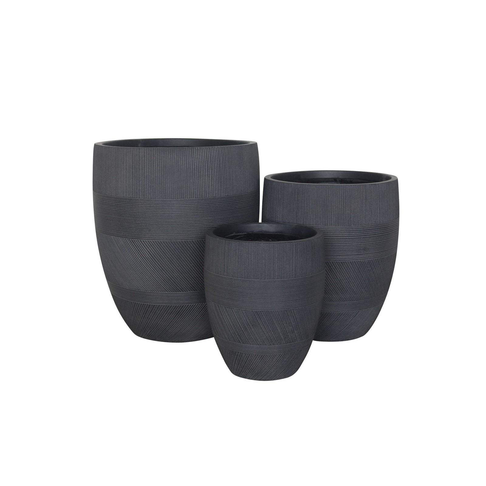 Set di 3 vasi in Fibra sintetica cm 27x27x32 - MARSHALL Colore: Grigio scuro