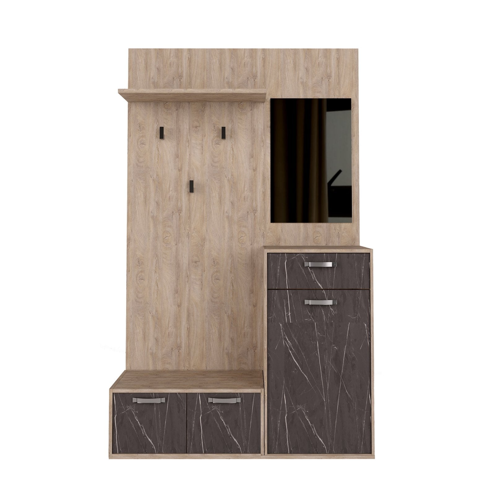Mobile Ingresso con attaccapanni in Legno Composito cm 115x35x197 - NATHANIEL Colore: Marrone