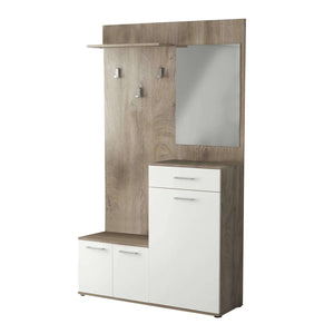 Mobile Ingresso con attaccapanni in Legno Composito cm 115x35x197 - NATHANIEL Colore: Bianco