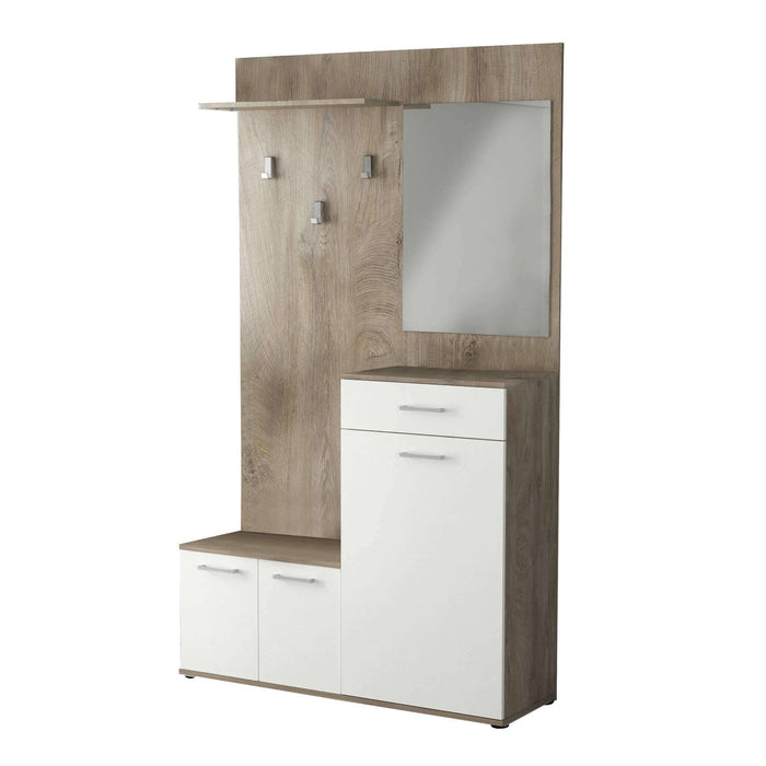 Mobile Ingresso con attaccapanni in Legno Composito cm 115x35x197 - NATHANIEL Colore: Bianco