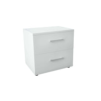 Comodino 2 cassetti Moderno in Legno Composito cm 44 4x33x40 - SPIKE Colore: Bianco
