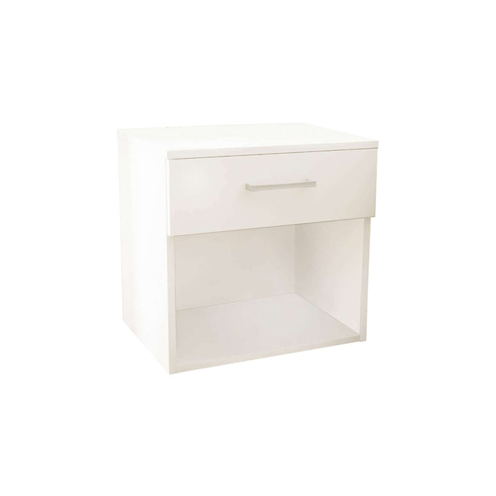Comodino un cassetto e un vano in Legno Composito cm 44 4x33x43 5 - JAY Colore: Bianco