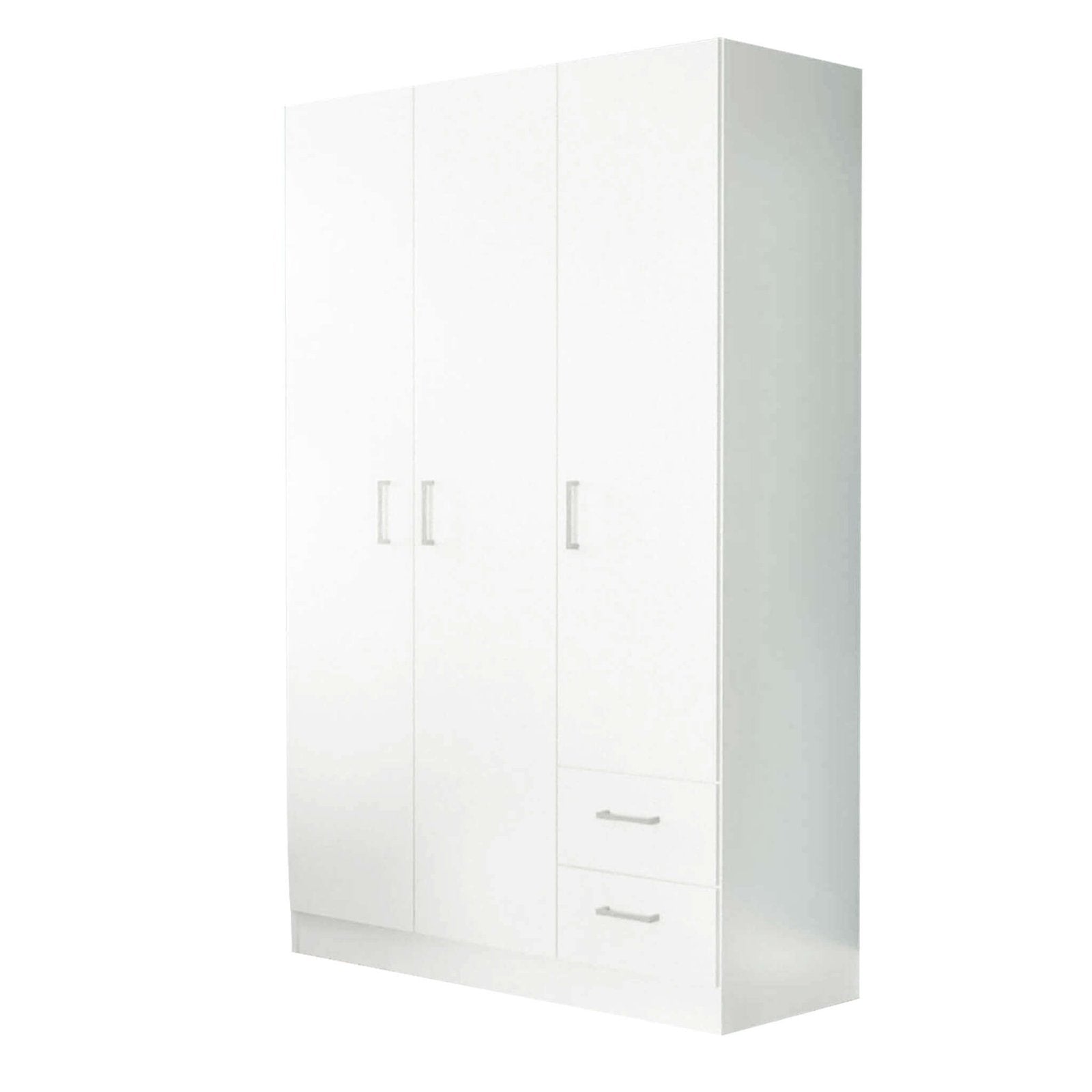 Armadio con 3 ante 2 cassetti in Legno Composito cm 120x52x190 - JOEY Colore: Bianco