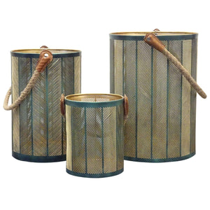 Set di 3 lanterne in Acciaio cm 35x35x25 - LAYTON Colore: Verde