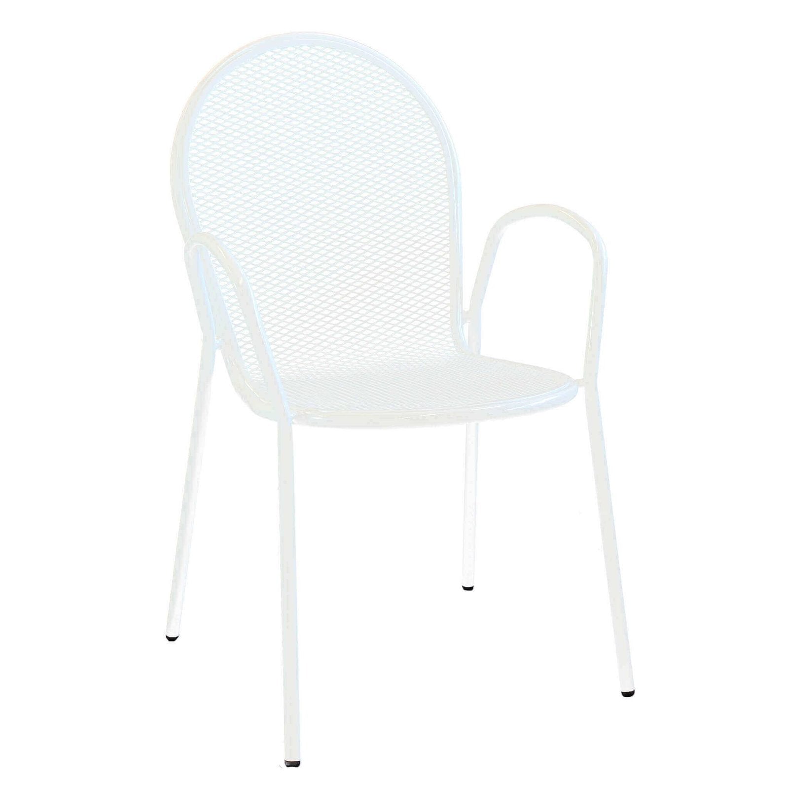 Poltrona da Giardino Impilabile in Acciaio cm 51x61x90 - JOEL Colore: Bianco