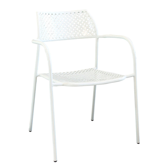 Poltrona da Giardino Impilabile in Acciaio cm 56x56x78 - MATHEW Colore: Bianco