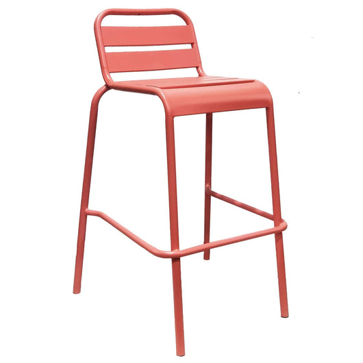 Sgabello da Giardino Impilabile in Acciaio cm 50x51x95 - STU Colore: Rosso Corallo