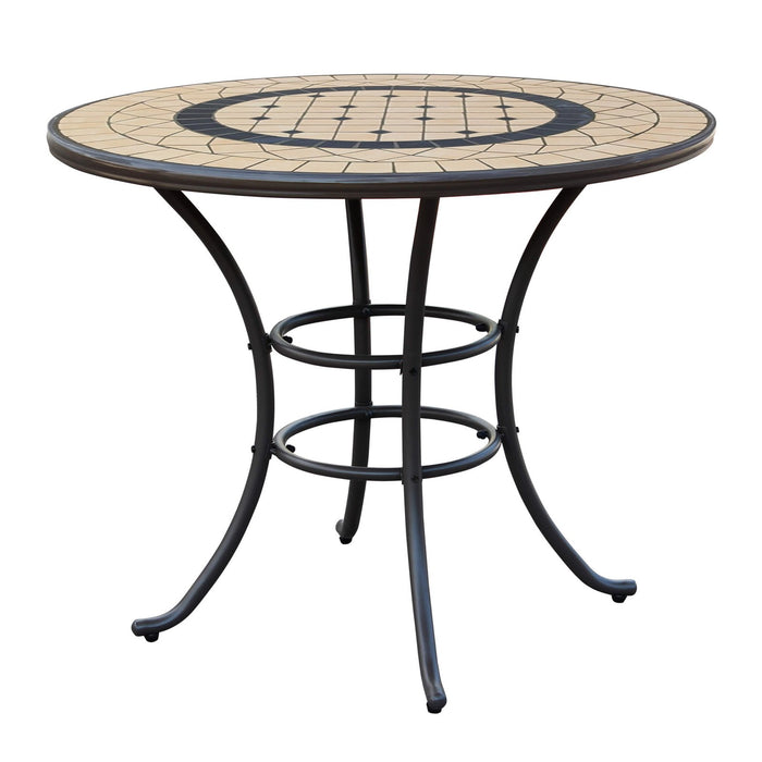 Tavolo da Giardino Rotondo piano in Mosaico Rotondo cm 90 - NEVIL Colore: Taupe