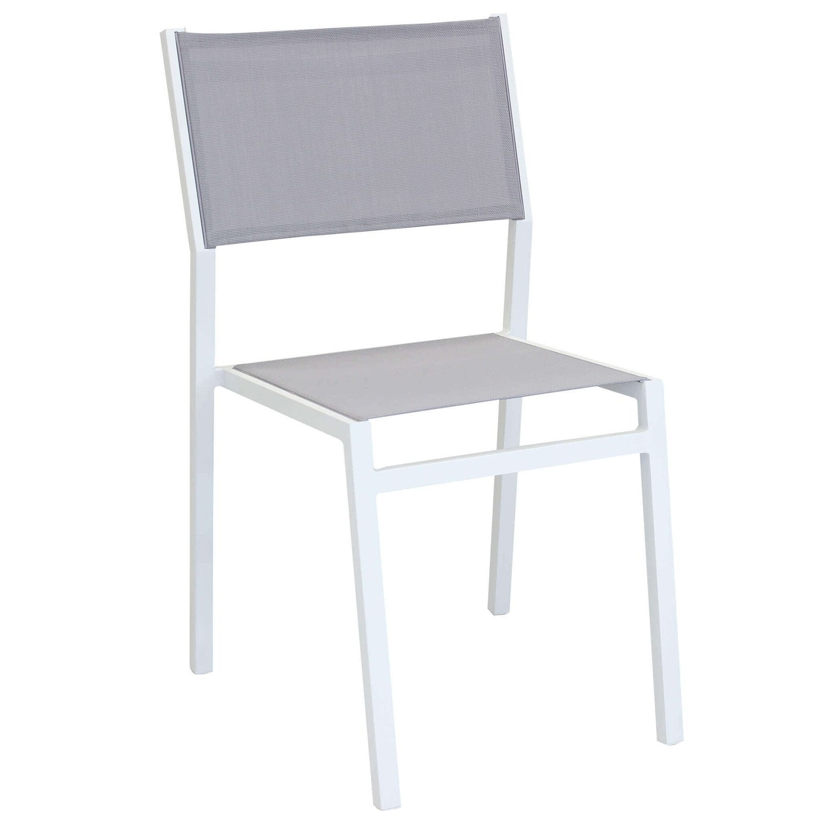 Sedia da Giardino Impilabile in Alluminio Textilene cm 46x57x85 - LEX Colore: Bianco